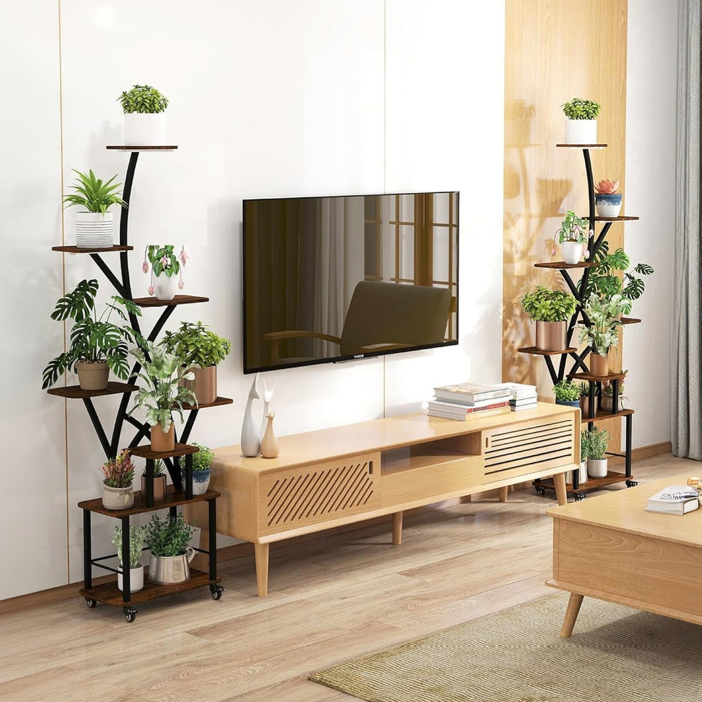 Plant Stand Indoor with Grow Light, 8-Tiered 64' Tall Indoor Plant Shelves for Multiple Plants, Large Metal Plant Shelf, Lighted Plant Stand for Indoor, Balcony, Living Room