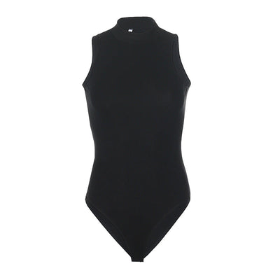 Women Clothing Basic All Matching Bottoming Vest Cold Shoulder Sleeveless High Waist Bodysuit Summer Hair