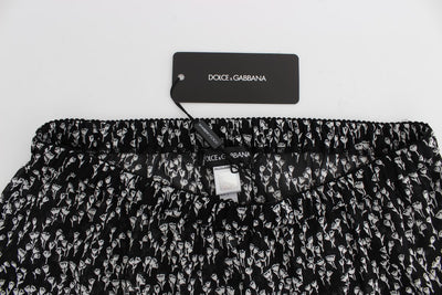 Dolce & Gabbana Black White Floral Lace Silk Sleepwear Shorts