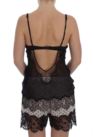 Dolce & Gabbana Black Silk Lace Babydoll Lingerie Top