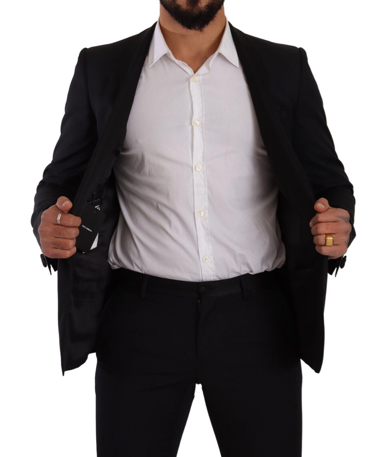 Dolce & Gabbana Black Fantasy GOLD Wool Slim Fit 2 Piece Suit