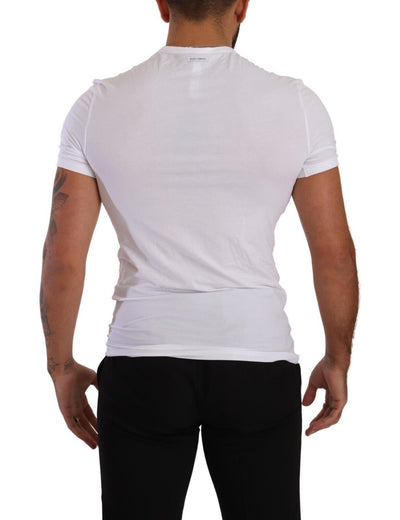 Dolce & Gabbana White Round Neck Cotton Stretch T-shirt Underwear