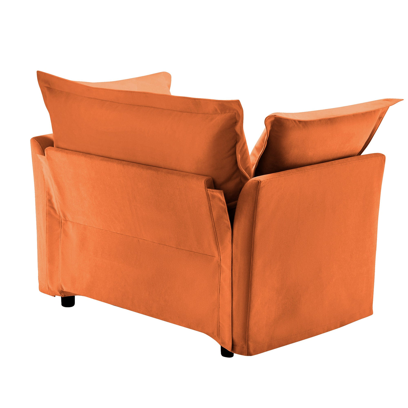 Slip-covered Armchair with 1 Big Back Cushion and 2 Big Toss Pillows, Single Deep Seat Comfy Single Couch Sofa Multiple Large Soft Pillows, Chenille Fabric, Orange