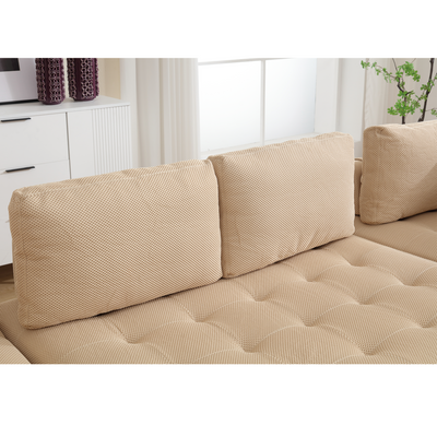 [NEW ARRIVED] [VIDEO PROVIDED]138.5 'Modular Combination Sofa, U-shaped Sofa, Living Room, Apartment, Upholstered ,6-seat Sofa, Free Combination Sofa (Mesh Fabric), Breathable Fabric, Khaki