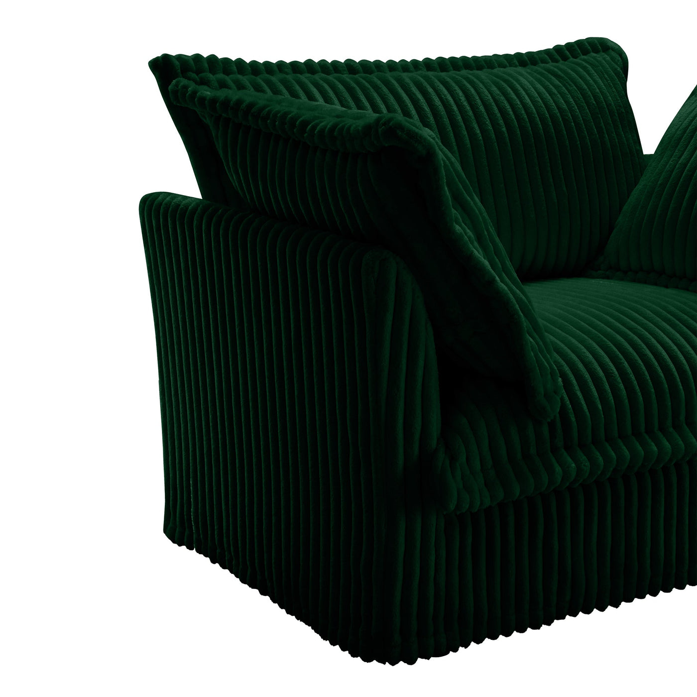 Modern Slipcovered 2-Seat Sofa Couches for Living Room, 2 Seater Sofa, Corduroy Deep Seat Sofa with Upholstered Cushion&Detachable Cover, Comfy Sofa Couch for Small Space, Apartment, Green Corduroy