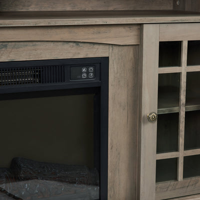 Classic TV Media Stand Modern Entertainment Console with 23' Fireplace Inset for TV Up to 65' with Open and Closed Storage Space, Gray Wash, 58.25'W*15.75'D*32'H