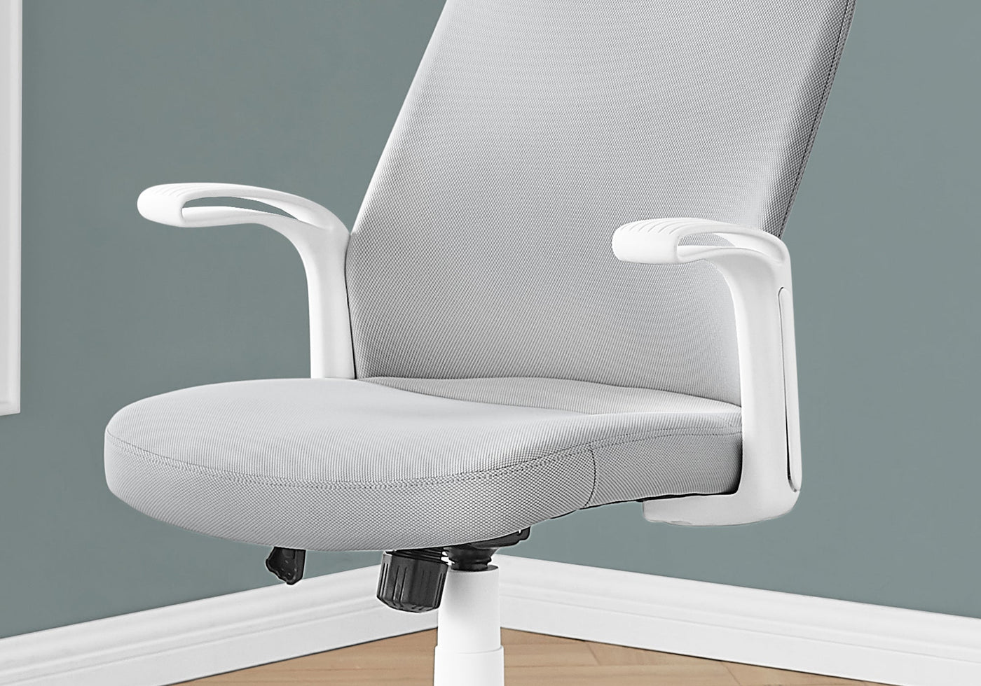 Office Chair, Adjustable Height, Swivel, Ergonomic, Armrests, Computer Desk, Work, Grey Mesh, White Metal, Contemporary, Modern