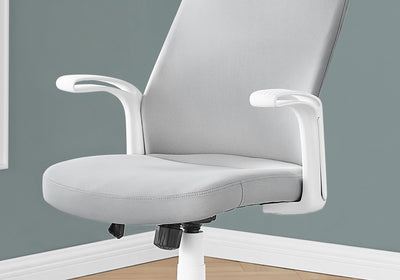 Office Chair, Adjustable Height, Swivel, Ergonomic, Armrests, Computer Desk, Work, Grey Mesh, White Metal, Contemporary, Modern