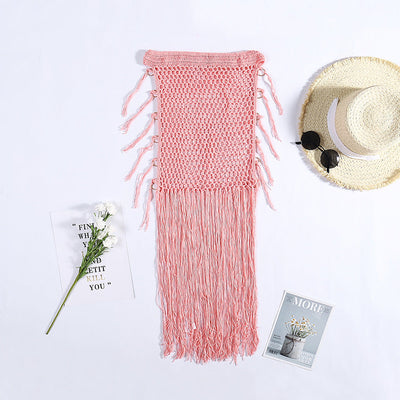 Vacation Sun Protection Hand Crocheting Woven Hip Skirt Bohemian Hand Crochet Long Fringe Skirt Crochet hook