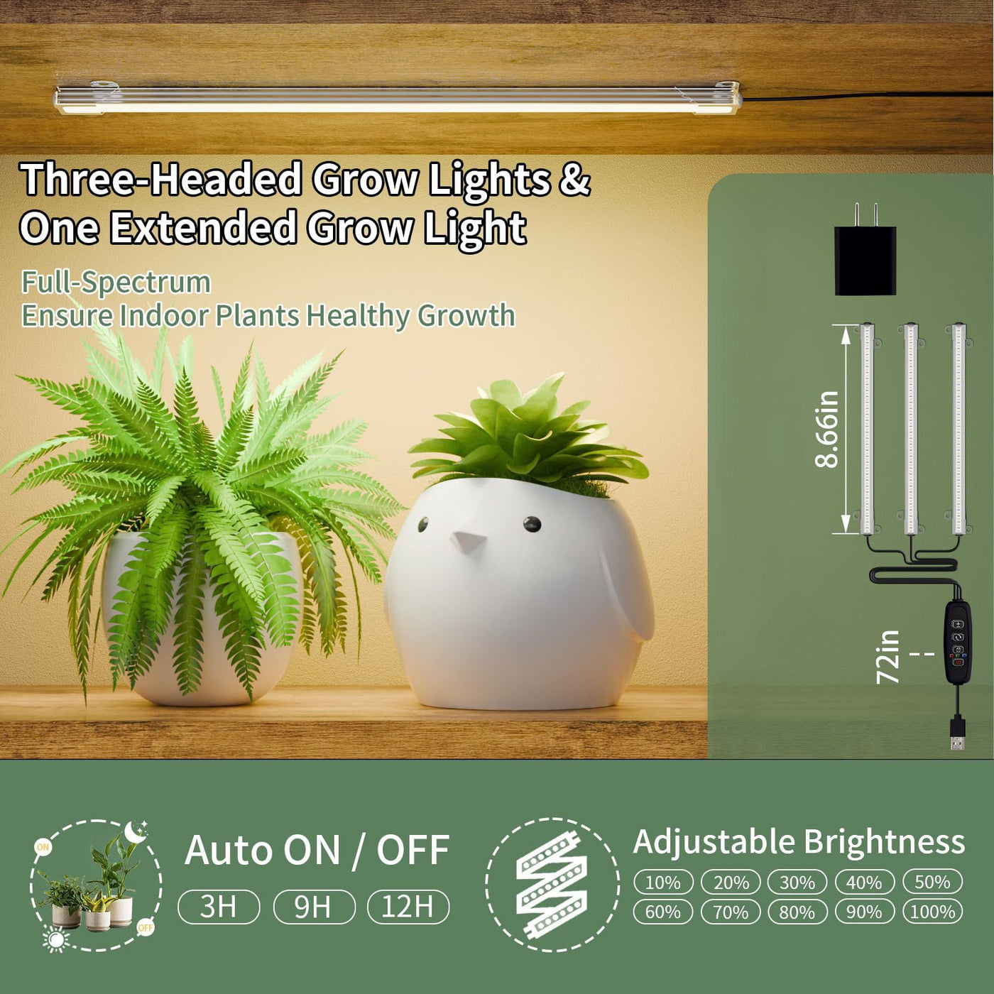 Plant Stand Indoor with Grow Light, 8-Tiered 64' Tall Indoor Plant Shelves for Multiple Plants, Large Metal Plant Shelf, Lighted Plant Stand for Indoor, Balcony, Living Room