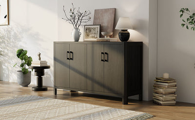 Mirod Farmhouse Style 4-Door Cabinet with Natural Finish, A Rustic Accent for Entryways or Small Spaces