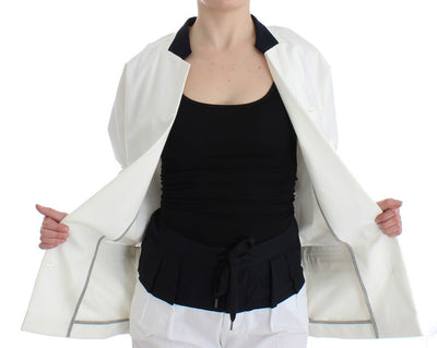 Andrea Pompilio White Cotton Blend Oversized Blazer Jacket