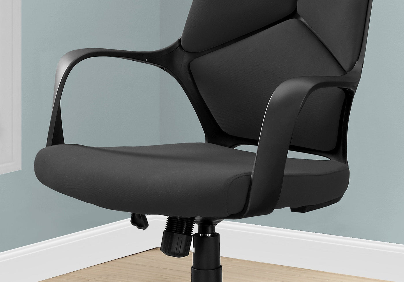 Office Chair, Adjustable Height, Swivel, Ergonomic, Armrests, Computer Desk, Work, Black Fabric, Black Metal, Contemporary, Modern