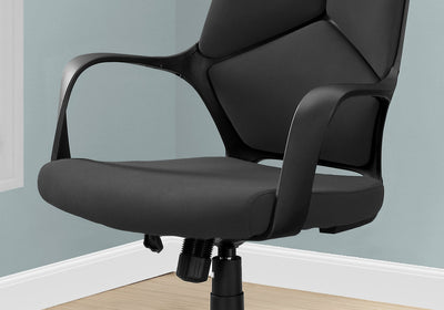 Office Chair, Adjustable Height, Swivel, Ergonomic, Armrests, Computer Desk, Work, Black Fabric, Black Metal, Contemporary, Modern