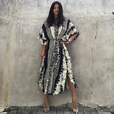 Rayon Snake Pattern Positioning Robe Sun Protection Beach Jacket Blouse Seaside Vacation Dress Women