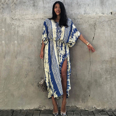 Rayon Snake Pattern Positioning Robe Sun Protection Beach Jacket Blouse Seaside Vacation Dress Women