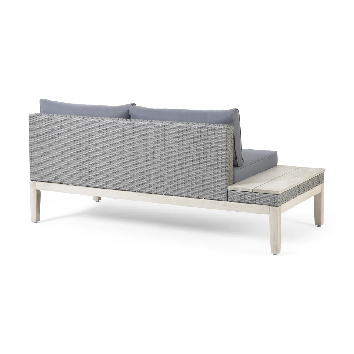 Outdoor Acacia Wood and Wicker 3 Piece Sectional Sofa Set