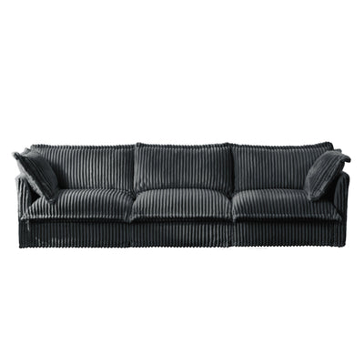 Slipcovered Sofa Couch, Modern 3 Seater Sofa with Suppleness Armrests,Deep Seat Sofa with Soft Multiple Big Pillows, Comfy Couch for Living Room, Apartment,Gray Corduroy Fabric