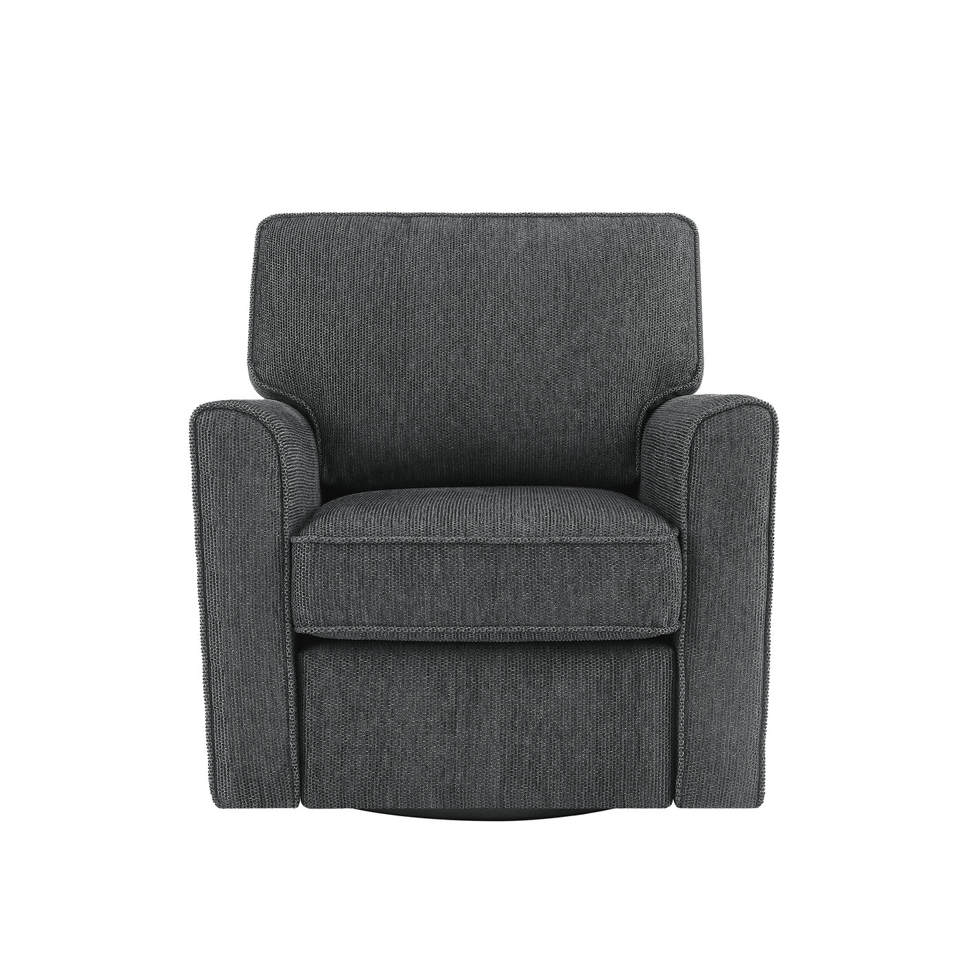 360° Swivel Chair Accent Barrel Armchair with Side Pockets, Grey Chenille, Compact Design for Living Room, Bedroom, Office