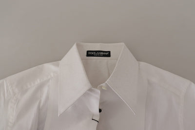 Dolce & Gabbana White Sleeveless Tuxedo Formal Blouse Top