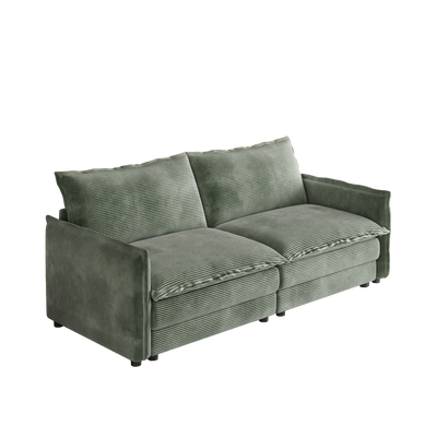 Corduroy Fabric Loveseat Sofa Couch for Living Room, Upholstered Large Size Deep Seat 2-Seat Sofa with 2 Pillow