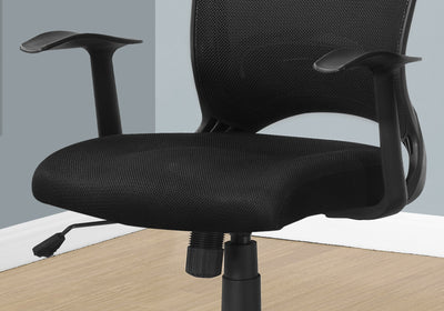 Office Chair, Adjustable Height, Swivel, Ergonomic, Armrests, Computer Desk, Work, Black Mesh, Black Metal, Contemporary, Modern