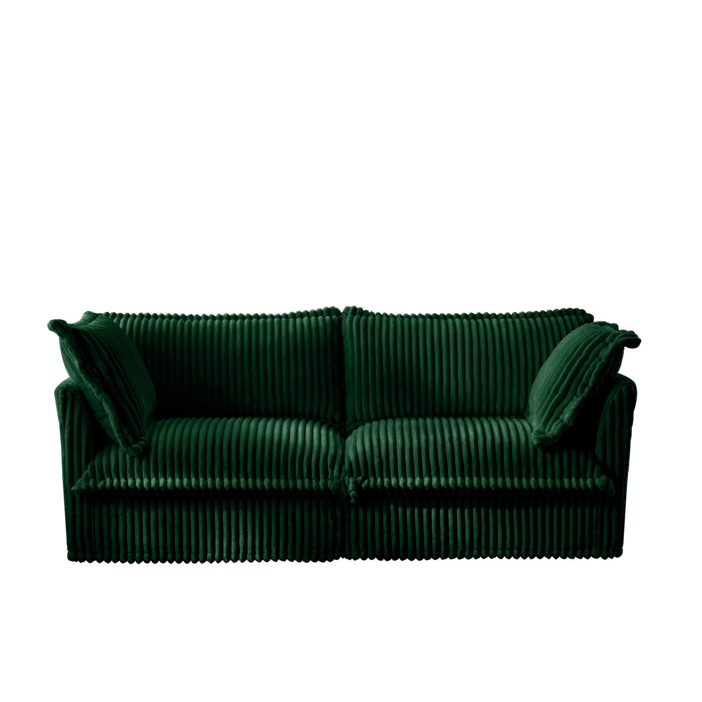 Modern Slipcovered 2-Seat Sofa Couches for Living Room, 2 Seater Sofa, Corduroy Deep Seat Sofa with Upholstered Cushion&Detachable Cover, Comfy Sofa Couch for Small Space, Apartment, Green Corduroy