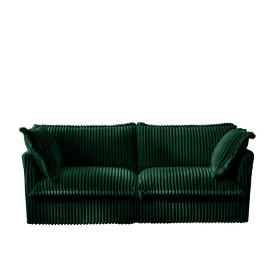 Modern Slipcovered 2-Seat Sofa Couches for Living Room, 2 Seater Sofa, Corduroy Deep Seat Sofa with Upholstered Cushion&Detachable Cover, Comfy Sofa Couch for Small Space, Apartment, Green Corduroy
