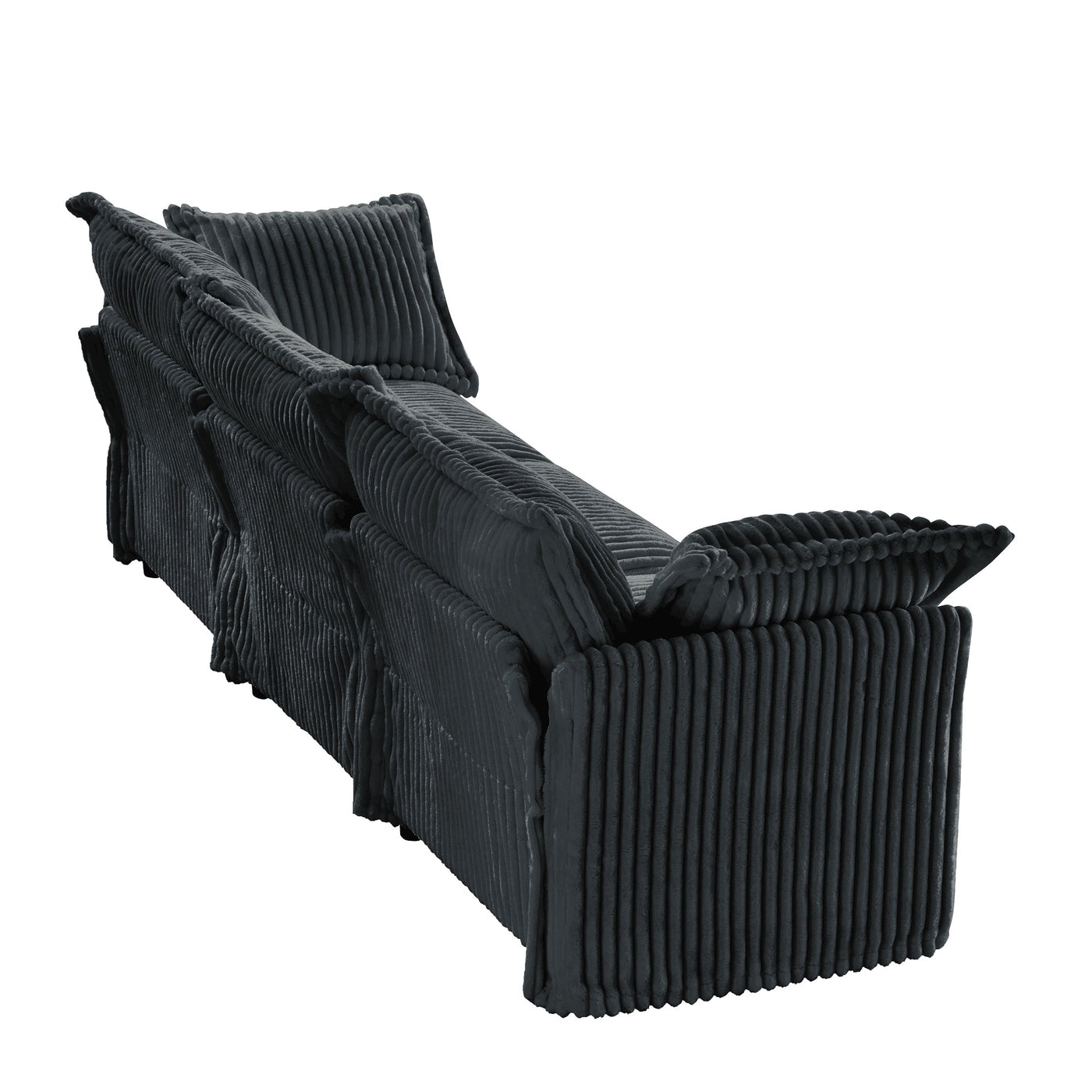 Slipcovered Sofa Couch, Modern 3 Seater Sofa with Suppleness Armrests,Deep Seat Sofa with Soft Multiple Big Pillows, Comfy Couch for Living Room, Apartment,Gray Corduroy Fabric