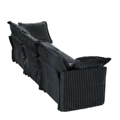 Slipcovered Sofa Couch, Modern 3 Seater Sofa with Suppleness Armrests,Deep Seat Sofa with Soft Multiple Big Pillows, Comfy Couch for Living Room, Apartment,Gray Corduroy Fabric