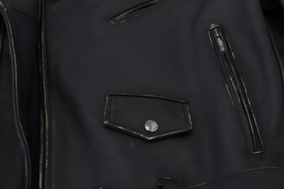 Dolce & Gabbana Black Leather Biker Coat Zipper Jacket