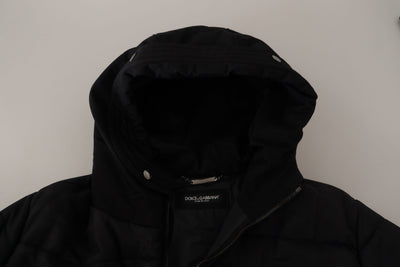 Dolce & Gabbana Black Nylon Hooded Parka Coat Winter Jacket