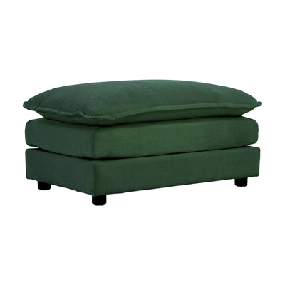 Chenille Two-Seater Sofa with 1 Footrest, 2 Seater L-Shaped Sectional with Ottoman,Loveseat with Ottoman for Small Living Space, Green Chenille