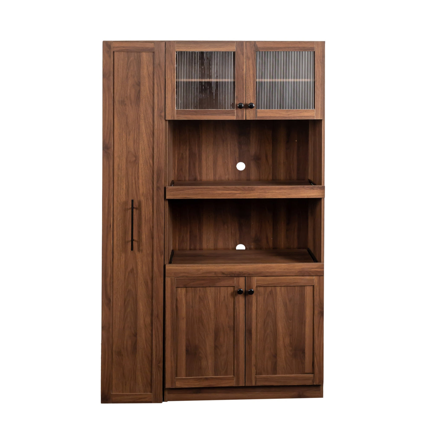 Kitchen pantry cabinet with multi-functional pull-out multi-tier storage shelf,Farmhouse Storage Cabinet with 4 Doors,Pantry Organizers for Kitchen,Dining Room