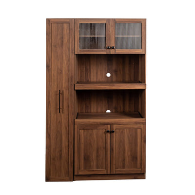 Kitchen pantry cabinet with multi-functional pull-out multi-tier storage shelf,Farmhouse Storage Cabinet with 4 Doors,Pantry Organizers for Kitchen,Dining Room