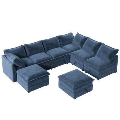 Mirod Versatile 8-Piece Modular Sofa Bed with Storage,Stylish Faux Double-Layer Cushions,Comfortable & Durable Design,Perfect for Any Living Space