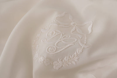 Dolce & Gabbana White Silk DG Logo Embroidered Long Sleeves Blouse