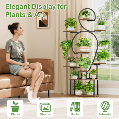 Plant Stand Indoor with Grow Light, 9-Tiered 63' Tall Indoor Plant Shelves for Multiple Plants, Large Metal Plant Shelf, Lighted Plant Stand for Indoor, Balcony, Living Room