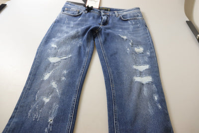 Dolce & Gabbana Blue Washed Cotton Skinny Low Waist Denim Jeans