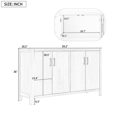 Mirod Farmhouse Style 4-Door Cabinet with Natural Finish, A Rustic Accent for Entryways or Small Spaces