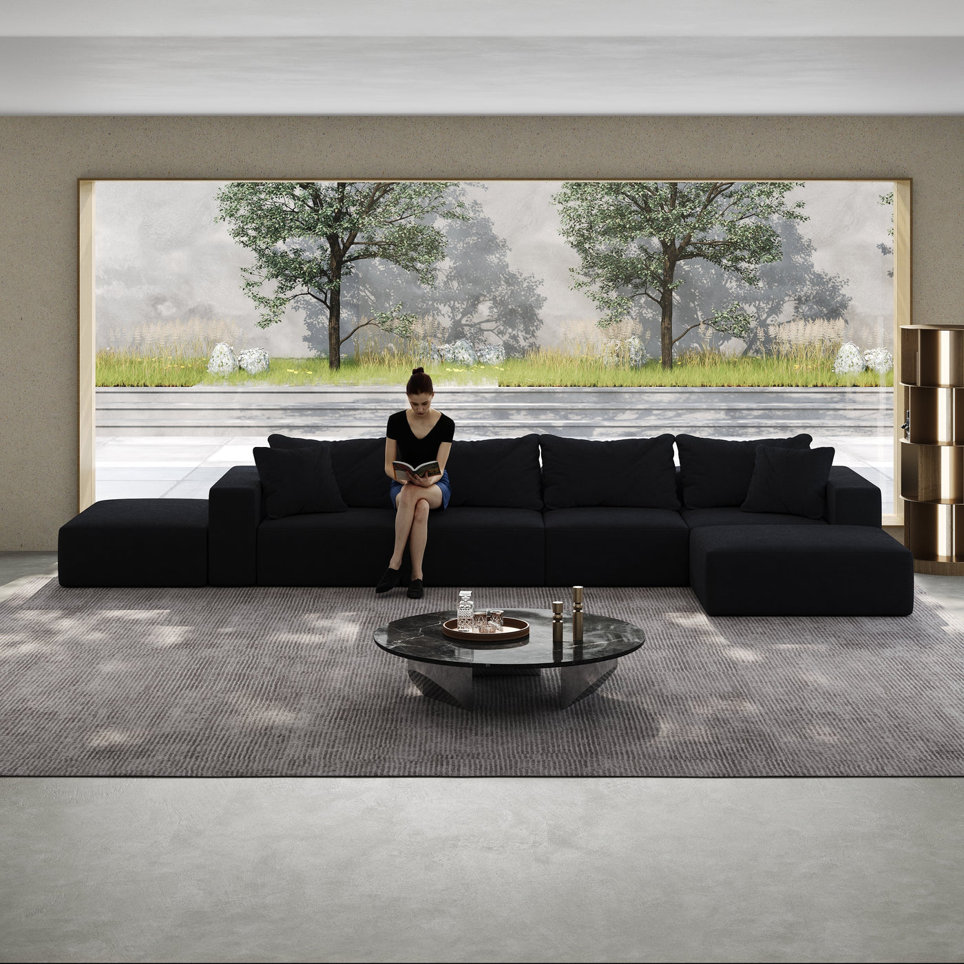 Oversized sponge cloud sofa,Modern Upholstered Sectional Sofa Couch Set,Modular 162' L Shaped Sectional Living Room Sofa Set With 6 Pillows,Free Combination Sofa Couch for Living Room,Bedroom