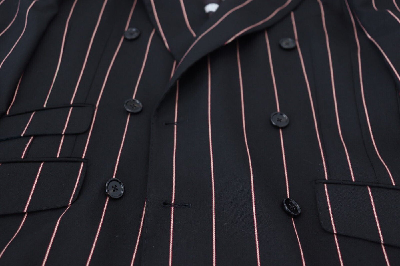 Dolce & Gabbana Black Stripes Viscose Double Breasted Blazer