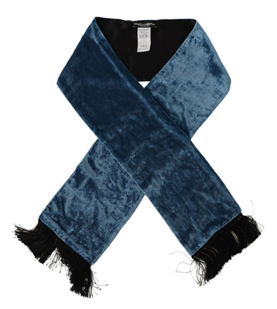 Dolce & Gabbana Blue Velvet Solid Neck Warmer Men's Shawl Scarf