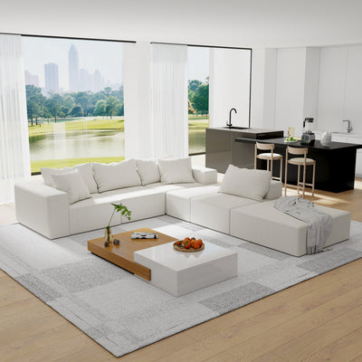 Modern Upholstered Sectional Sofa Couch Set,Modular 132' L Shaped Sectional Living Room Sofa Set With 6 Pillows,Free Combination Sofa Couch for Living Room,Bedroom