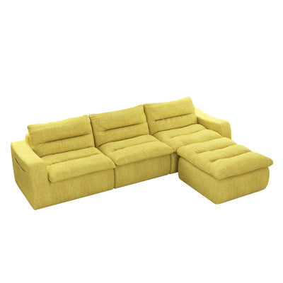 Modern Lazy Style L-Shaped Modular Combined Sofa with Comfortable Beanbag Design - Yellow