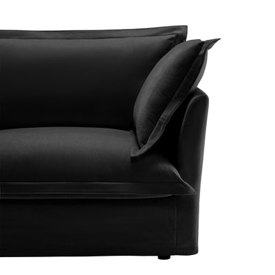 Slipcovered U Shape Sectional Wide and Deep Seat Sofa Couch, 4 Seater Sofa with French Edges Design Multiple Big Pillows, Soft Deep Seat Comfy Cloud Couch for Living Room, Apartment, Chenille Fabric
