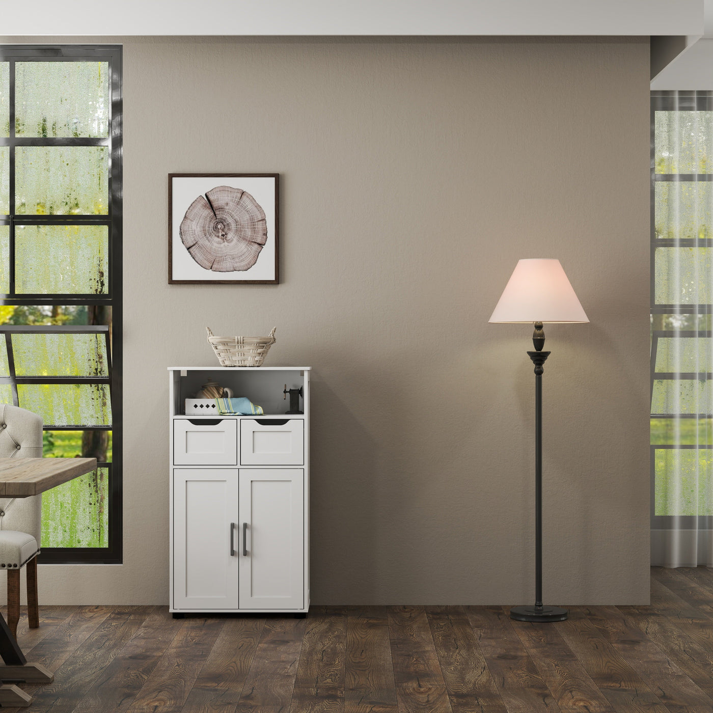 Farmhouse Storage Cabinet ,Versatile Double-Door Storage Cabinet with Adjustable Shelves - Perfect for Living Room & Dining Room