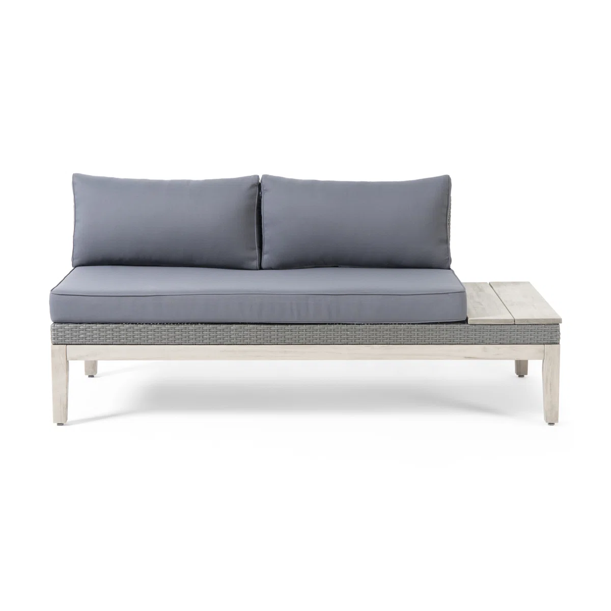 Outdoor Acacia Wood and Wicker 3 Piece Sectional Sofa Set