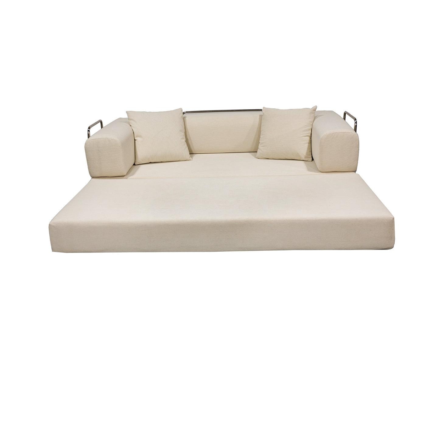 Double sofa, sofa bed, multifunctional compression sofa, wide body sofa, pure sponge sofa, fine striped velvet fabric sofa