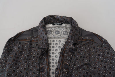Dolce & Gabbana Gray Baroque Silk Satin Casual Shirt